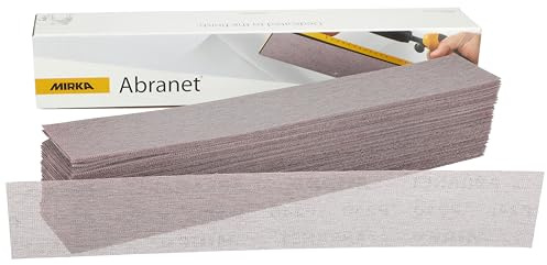 Mirka Schleifstreifen Abranet 70x420 mm Klett Korn P240 50 Stück | Netz-Schleifstreifen mit Klett P240 ideal für Holz Spachtel Lack Kunststoff Trockenbau Gips Schleifen