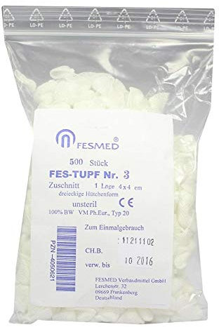 MULLTUPFER FES-TUPF Nr.3 4x4 cm unsteril 1lag. 500 St