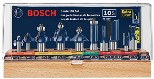 BOSCH RBS010 1/2 e 1/4 Shank Carburo punta multiuso Router Set 10 pezzi