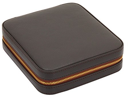 Friedrich|23, Schmucketui, Feinsynthetik, 15 x 16,5 x 4 cm, Rechteckig, Reißverschluss, Ideal für Reisen, Ascot, Braun, 26113-3