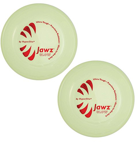 Hyperflite Jawz Competition Dog Disc 22 cm, Worlds Toughest, Flying, Pannenresistent, Dog Frisbee, kein Spielzeug, Wettkampf, Outdoor Flying Disc Training, 2 Pack, Glow-in-The-Dark (2 Pack)