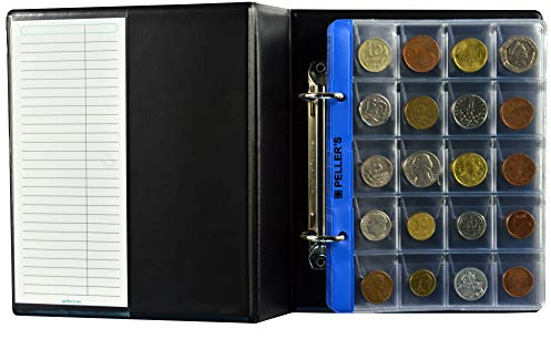PELLER'S Sammelalbum für 200 10 Hüllen, Fächer 31 x 26mm. Für Münzen mit Ø 22.5mm. Münzalbum S, Plastik, Schwarz, S