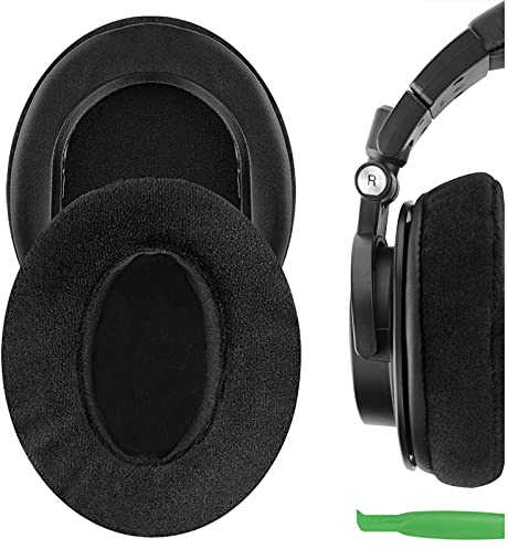 Geekria Comfort Velour Replacement Ear Pads for Audio-Technica ATH-M50X, ATH-M50xBT2, ATH-M40X, ATH-M30X, ATH-M20X, ATH-M10 Headphones, Repair Parts (Black)