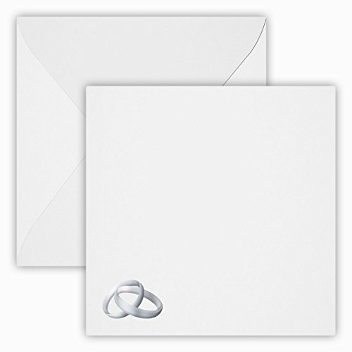 25 Hochzeit Ringe Silber Quadratische Briefumschläge 15,5 x 15,5 cm 155 x 155 mm Weiß Verschluss: feuchtklebend Grammatur: 120 g/m²
