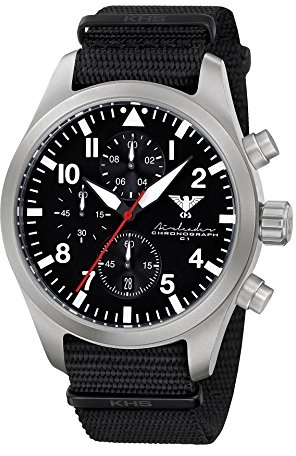 Airleader Steel Chronograph KHS.AIRSC.NB Edelstahl, Natoband schwarz, KHS Tactical Watch, Einsatzuhr, Fliegeruhr