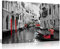 Kunstdruck auf Leinwand, Motiv Venedig Gondeln, Schwarz/Weiß/Rot, 30 x 20 cm