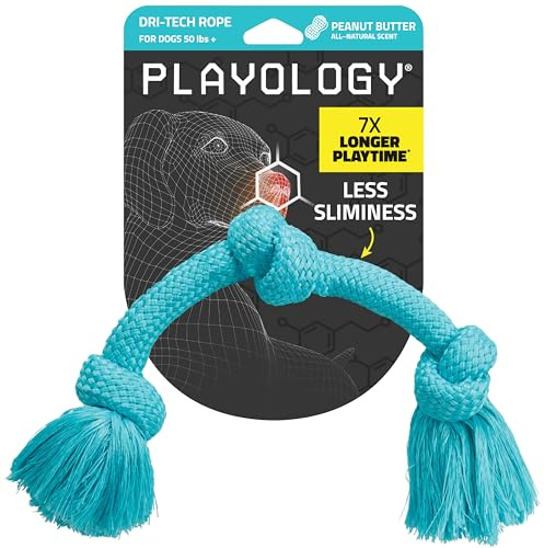 Playology Tug Rope Dog Toys for Large Dogs - Jumbo, Peanut Butter Scent