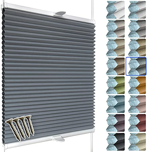 SchattenFreude Waben-Plissee nach Maß für Fenster & Tür | 100% verdunkelnd/Blackout | Zum Anschrauben in der Glasleiste | Anthrazit (Weiße Rückseite), Breite: 90-110cm x Höhe: 100-150cm