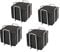 HostelNovo - 4er Set Serviettenringe mit 200 Stück Cocktailservietten 10x10 cm - Serviettenhalter aus robustem Edelstahl - schwarze Servietten, Einwegpapier