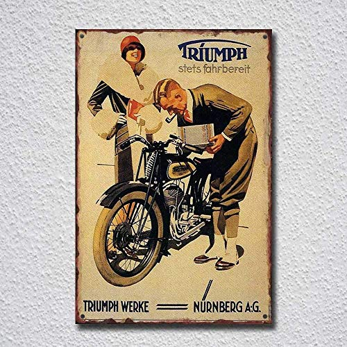 Triumph Motorcycle Stets Fahrbereit Blechschild Retro Metall Wanddekor Tin Zeichen Vintage Plaque Wandaufkleber Geschenk Yard Bar Pub Cafe Home Decor