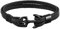 Emibele Armband für Damen, Robust Rindsleder, Mehrschichtig Vintage Anker Wickelarmband - Schwarz mit Schwarz Anker