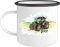 EZYshirt® Traktor mit Wunschnamen | Trecker Aufdruck Emailletasse Kaffeebecher