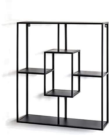 HAKU Möbel Wandregal schwarz, Metall - Maße: B 60 cm x H 70 cm x T 18 cm, Style: Modern