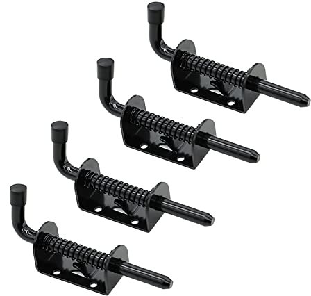 Lot de 4 goupilles de loquet à ressort de 12,7 cm, serrure de porte coulissante en acier robuste pour portes, armoires, coffres, 2 mm d'épaisseur pour intérieur et extérieur