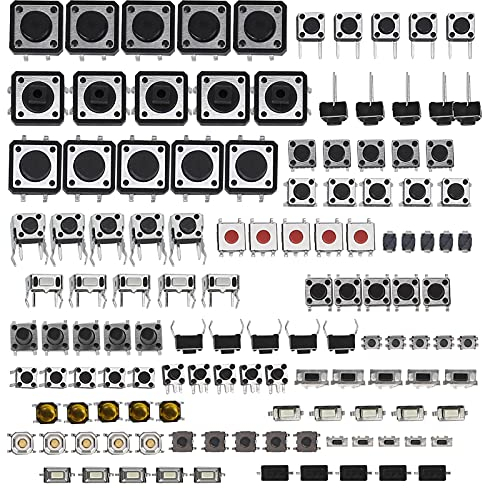 Interruptores de Botón Táctiles 25 Valores 12v 50ma Kit Surtido de Micro Tacto Momentáneo Interruptores de Llave de Encendido Automotriz para Electrodomésticos(125pcs)