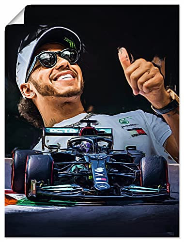 ARTLAND Wanddeko Poster & Kunstdrucke Wandposter 45x60 cm Hochformat Sir Lewis Hamilton LH44 Mercedes Rennfahrer Auto Formel 1 Rennen Sport U3RW