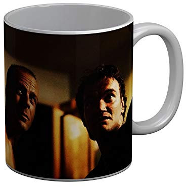 Tasse Pulp Fiction Bruce Willis und Quentin Tarantino Comedy, Schwarz