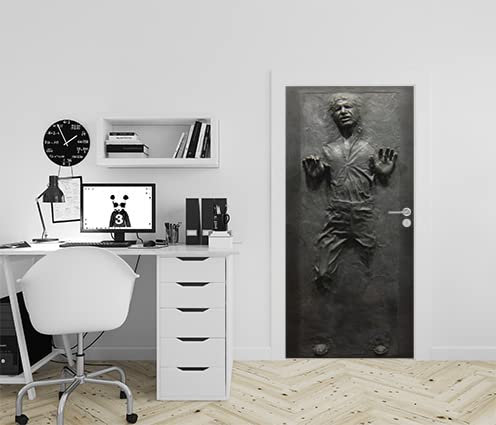 Adhesivo decorativo para puerta, diseño de Han Solo encarcelado Geek Decoración para dormitorio, oficina, salón, pasillo, fabricación francesa