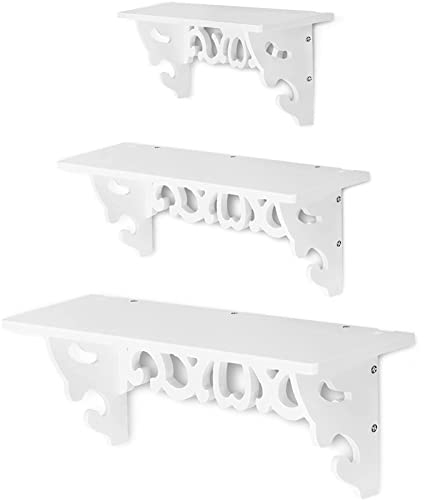 ColdShine 3 Stück Wandregal Hängeregal Regalset 35 46 60cm Wandboard Schweberegal Holz Kunststoff Weiß Aufbewahrungsregal für Wohnzimmer Schlafzimmer
