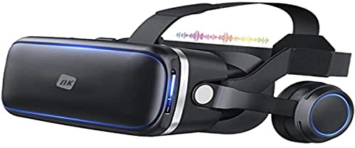 NK VR-Brille für Smartphone mit Kopfhörern, 3D-Virtual-Reality-Brille mit Audio für Smartphone 11,9 cm (4,7 Zoll) - 6,53 Zoll, 90-100 Grad Abstrahlwinkel, 360 Grad drehbar, Schwarz (Generalüberholt)