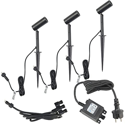 VBLED 3er Set LED Gartenstrahler 3X3W LED wechselbar Leuchtmittel 12VAC/DC Warmweiß 3000K