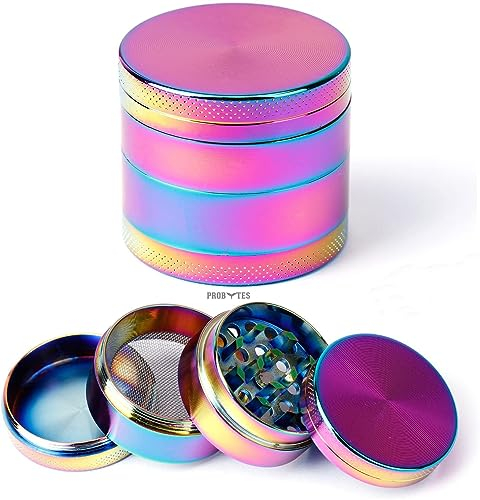 Dry Herb Grinder Mill - Grind, Crush, Coarse, Fine, Spices, Herbs, Metal, 4 Parts, Magnetic Lid, Pollen Catcher, Collection Chamber, Scraper, Shark Teeth, Classy Colour, Pocket Size, 40/50 / 55 mm