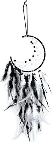 FuninCrea Traumfänger mit Feder, handgefertigter Halbkreis Mond Traumfänger für Wandbehang Wohnkultur Ornamente, 3D Dreamcatcher Boho Hängende Wand Dekor für Wohnzimmer, Schlafzimmer, Schlafsaal