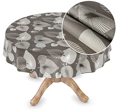 Wachstuchtischdecke Wachstuch Tischdecke abwaschbar Wachstischdecke Rechteck, rund, oval Premium Prägung Gartentischdecke Elegance Rund 120cm Schnittkante Aster