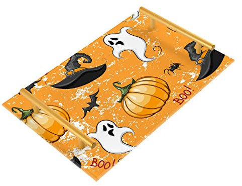 Vassoio decorativo per Halloween Zucca Vassoio con manico per bagno Camera da letto Vanity Tray Home Decor
