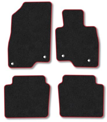 Car Mats Compatible With Mazda 6 (2013+) [Saloon] Red Trim Carpet Tailored Fit Car Floor Mats Set Accessory Custom Fit Water-Resistant Anti Slip Backing All Weather Full Coverage With Clips