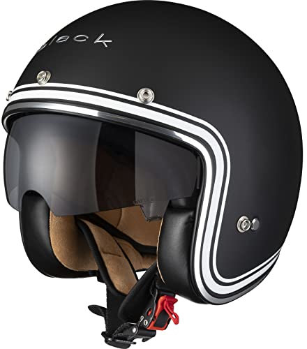 Black Classic Line Open Face Motorcycle Helmet M Matt Black