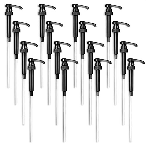Black Pump Coffee Syrup Pumps - 16 Pcs Coffee Creamer Pump Dispenser Milk Pump for Gallon Black Cherry Juice Bottle Pumps Soda Can Pump - Ketchup Can Pump Half Gallon Pump Squirt Bottle Pump Reluen