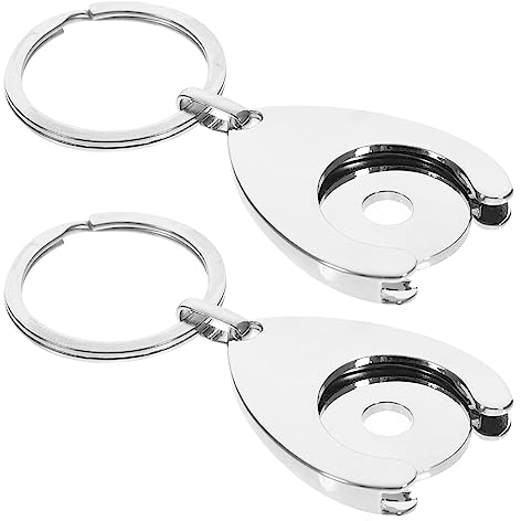 BESPORTBLE Metal Wheelbarrow Trolley Token Keychain, Supermarket Shopping Cart Metal Key Ring, Trolley Keychain Pendant Decorations 2Pcs (Style 3)