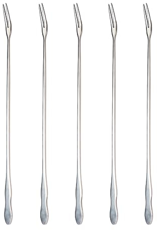 Extra lange Gurkengabel 32 cm, 5 Stück Olivengabeln mit langem Griff, Edelstahl-Cocktailgabeln, Zinken-Gurken-Picker, Gurkengreifer, lange Dessertgabeln, lange Obstgabel, 5 Stück