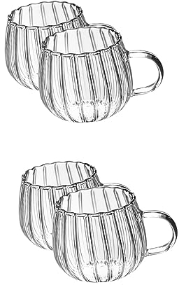 BESTonZON 4 Pièces Tasses De Citrouille En Verre Tasse Claire Tasses À Cocktail Claires Tasse De Café Clair Tasses À Café En Verre Tasse De Citrouille En Verre Tasses En Verre Tasse À Boire