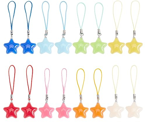 craspire 16 Stück Stern-Handy-Anhänger, Schlüsselanhänger, Acryl, Autoschlüssel, Zum Aufhängen, Geldbörsen-Anhänger, Dekoration, Zubehör, Geschenk, Damen-Dekoration Für Beste Freundin, Schwester