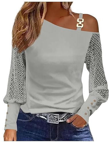 AMhomely Ladies Tops Clearance Women's Long Sleeve Shirt Sexy Cold Shoulder Tops Tunic Blouse Y2K Going Out Tops Casual Slim Fit T Shirt Pullover Sweatshirts Basic Tees Dressy Fall Clothes
