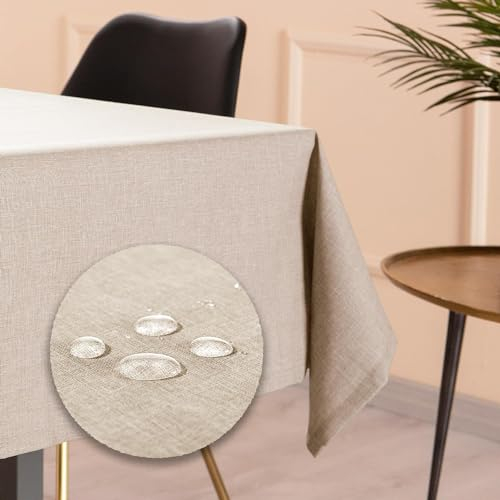 Tischdecke Outdoor Abwaschbar 100x140 Beige Gartentischdecke Tischdecken Wetterfest Wachstuchtischdecke Table Cloth Made in Italy für Den Außenbereich Tischtuch