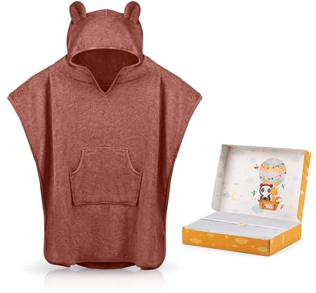 Fuchs&Panda® Badeponcho Extra Warm, Weich & Kuschelig (100% Bambus) | Für Baby & Kinder | Handtuch Poncho Mit Toller Geschenkverpackung (Purpur-rot)