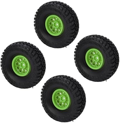 KKPLZZ 4 ruedas de goma RC para coche, de plástico, de alto rendimiento, universal, 1/10, mando a distancia (verde)