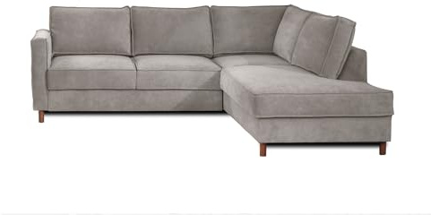 Lisa Design Jake - Ecksofa mit Schlaffunktion - 5-Sitzer - aus Samt - rechts Hellgrau
