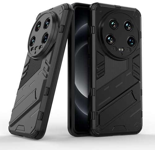 ESTH® Case for Xiaomi 14 Ultra with Expanding Stand and Shockproof TPU Bumper, [Military Grade Anti-Fall Protection], Cover Compatible with Magnetic Car Mount, Black