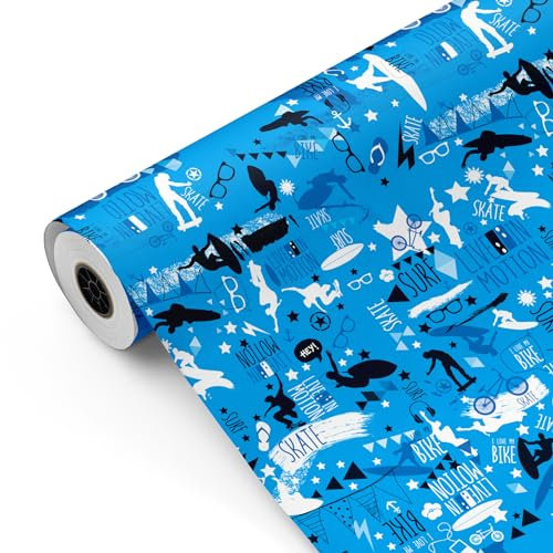 Rouleau de papier cadeau, grand rouleau de 62 cm x 100 m • Snow Man • Idéal pour : magasins, commerces, emballage cadeau, anniversaire, baby shower, mariage, décoration [FP Fiesta Paper]