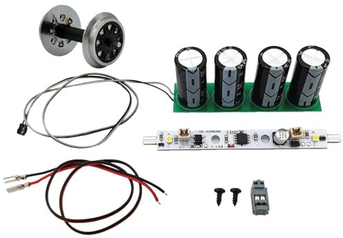 ML-Train Beleuchtungs-Set mit LED-Lichtleiste analog/digital und kugelgelagertem V-Speichen Radsatz - Für die Innenbeleuchtung in Personenwagen und Gebäuden - Gartenbahn Spur G Zubehör (Kurze Wagen)