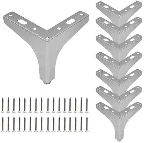 Toolzia 8Pcs Metal Triangle Furniture Legs 15cm/5.9 Inch,Modern Silvery Sofa Legs DIY Replacement for Cabinet Cupboard Sofa Couch Chair Ottoman