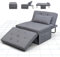 FLEXISPOT Sofabed, Relaxsessel Wohnzimmer Sessel mit hocker Schlafsessel Klappbar mit bettfunktion, SofaBett ausziehbarer Schlafsessel Belastbar bis 300kg, Gray, 91 * 69 * 35 cm