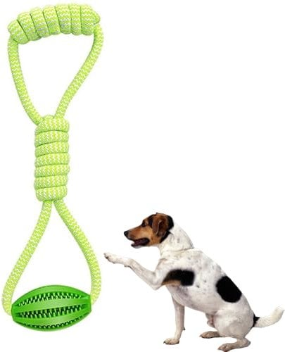 Indestructible Dog Rope Toy - Green Interactive & Enrichment Toy for Teeth Cleaning, Adult & Puppy Dogs