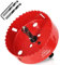 KACNON Seghe a Tazza Bi-Metallica 100 mm, M42 HSS Sega A Tazza Trapano, con Adattatore Esagonale e Punta di Centraggio, per Forare Plastica, PVC, Legno, Fibra di Legno, Metallo Dolce, Rosso