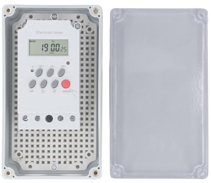 Natudeco Minuterie de pompe de piscine programmable avec interrupteur de pompe de piscine, boîte de minuterie numérique extérieure pour pompes de piscine, chauffages, filtres, (C.C 12 V)