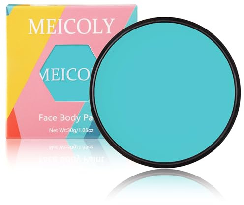 MEICOLY Pintura facial azul verde azulado, pintura corporal lavable a base de agua, pintura facial de pavo real, pintura profesional para Halloween, escena SFX, maquillaje de efectos especiales